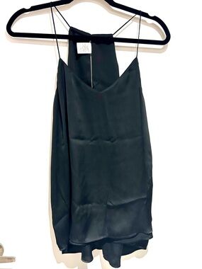 Express Black Satin Slip Shirt with Spaghetti Straps